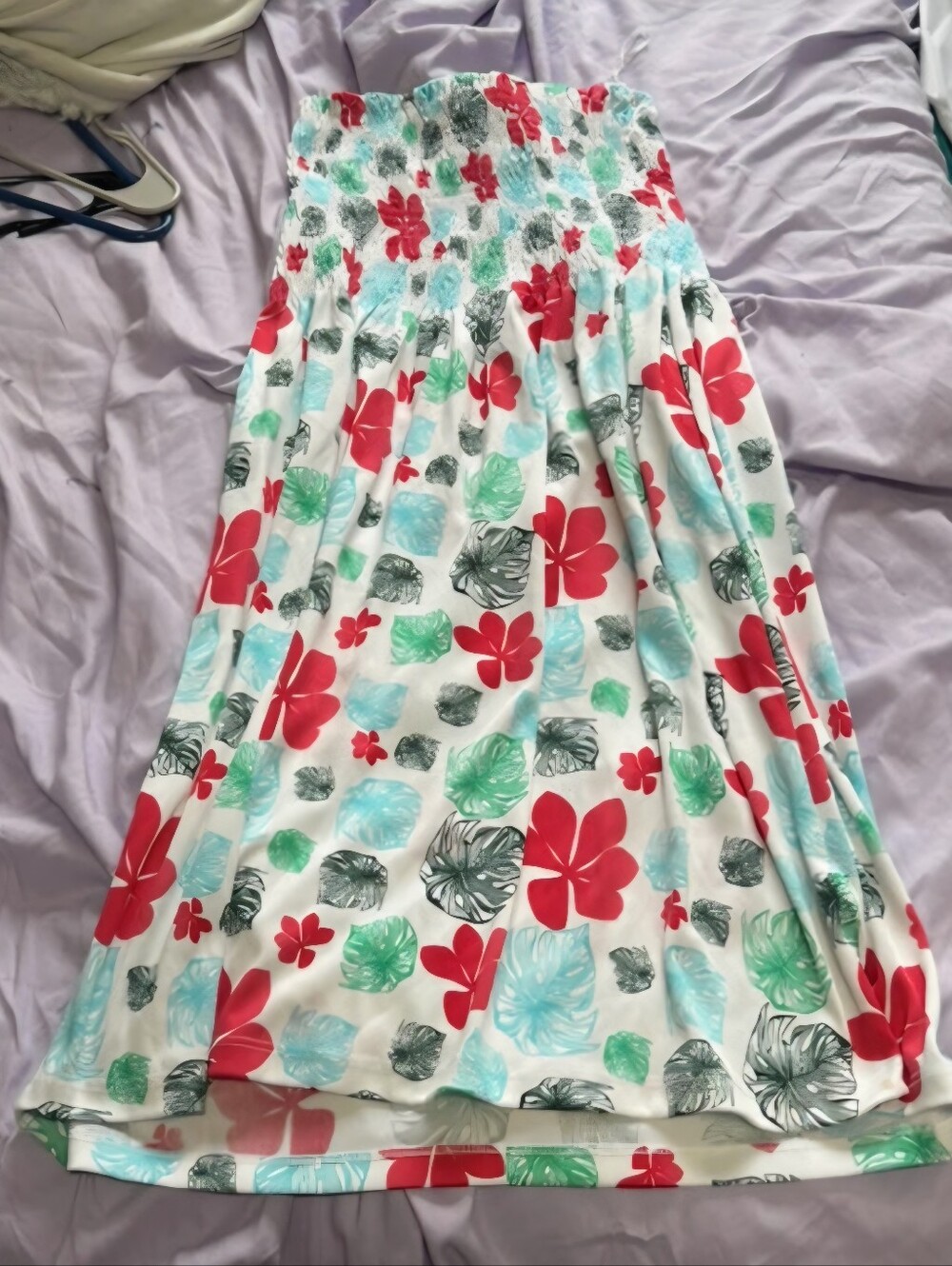 LA Class Tropical Floral Smocked Strapless Mini Dress Size Medium